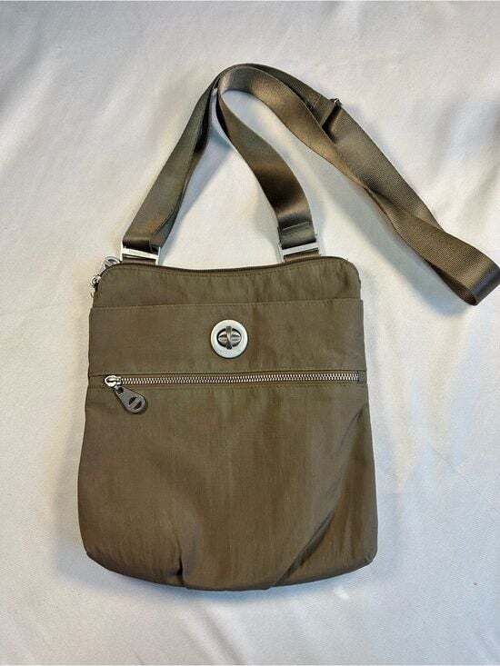 Baggallini Handbags - Baggallini Olive Green Crossbody Bag with Silver Hardware